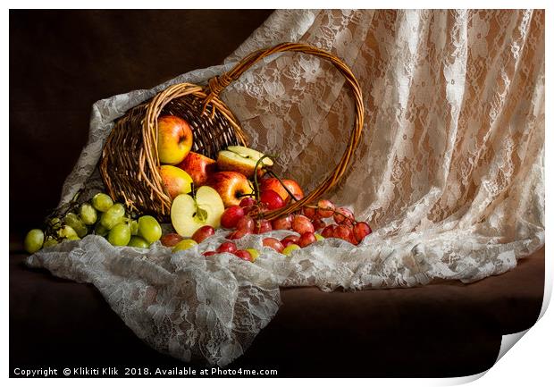Grapes and apples Print by Angela H