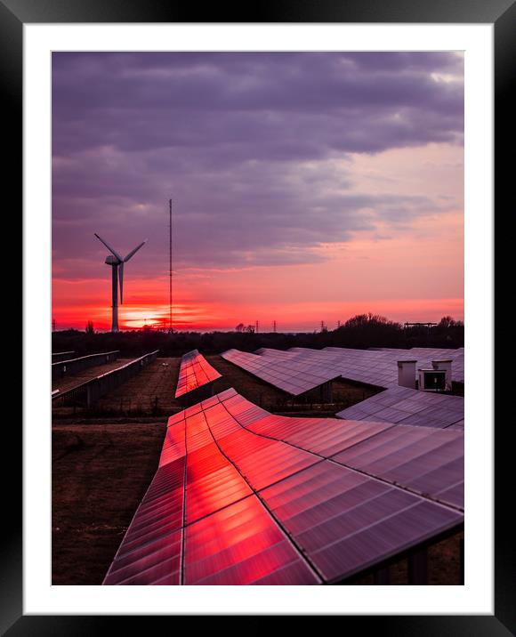 Red Sunset of Alternative Energy Framed Mounted Print by Robin Lee