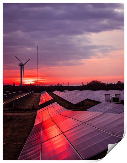 Red Sunset of Alternative Energy Print by Robin Lee