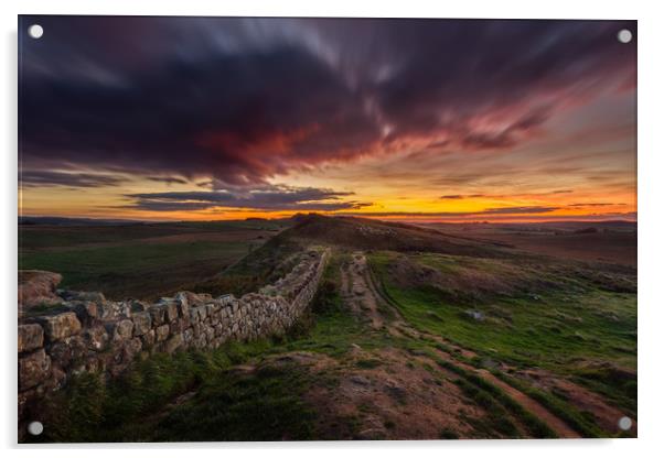 Hadrians Wall Sunrise, Northumberland National Par Acrylic by Creative Photography Wales