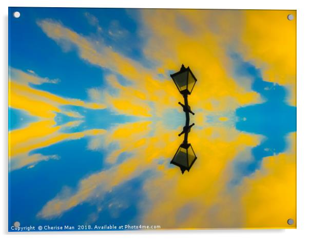 HD Yellow And Blue Watercolour Sky Seeing Double  Acrylic by Cherise Man