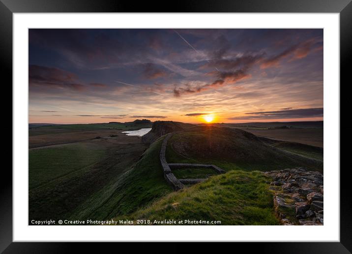 Hadrians Wall Sunrise, Northumberland National Par Framed Mounted Print by Creative Photography Wales