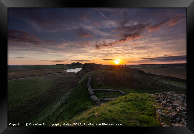 Hadrians Wall Sunrise, Northumberland National Par Framed Print by Creative Photography Wales