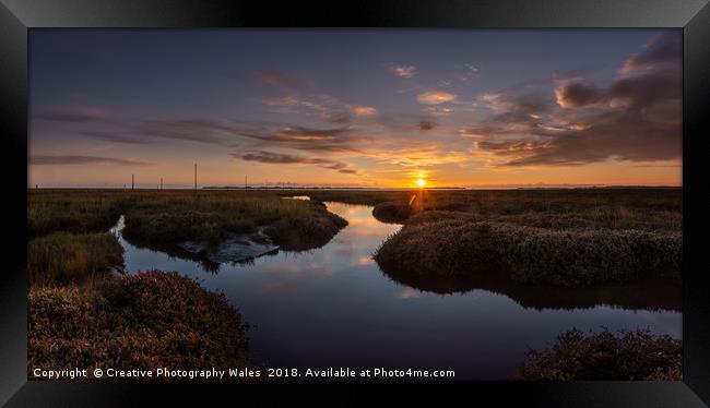 The Causeway to Lindisfarne on Holy Island, Northu Framed Print by Creative Photography Wales