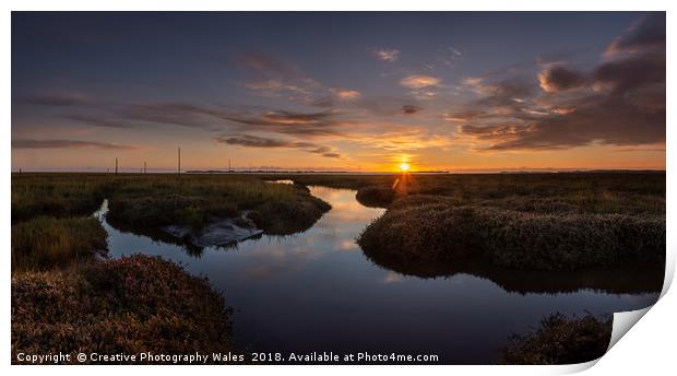 The Causeway to Lindisfarne on Holy Island, Northu Print by Creative Photography Wales