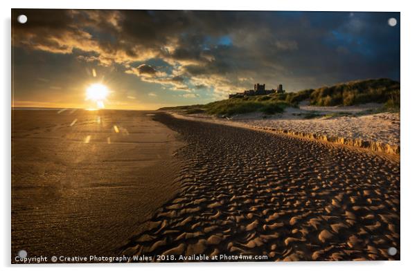 Bamburgh Castle Coastal Lanbdscape Acrylic by Creative Photography Wales