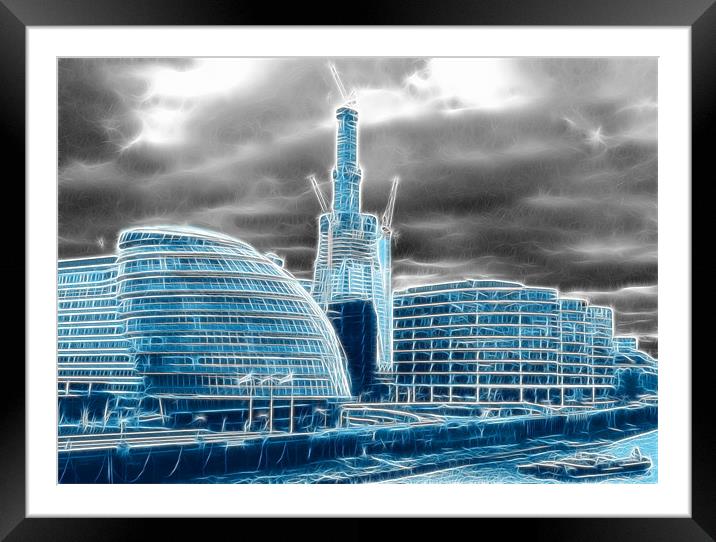 The Shard and the GLA offices fractals Framed Mounted Print by David French