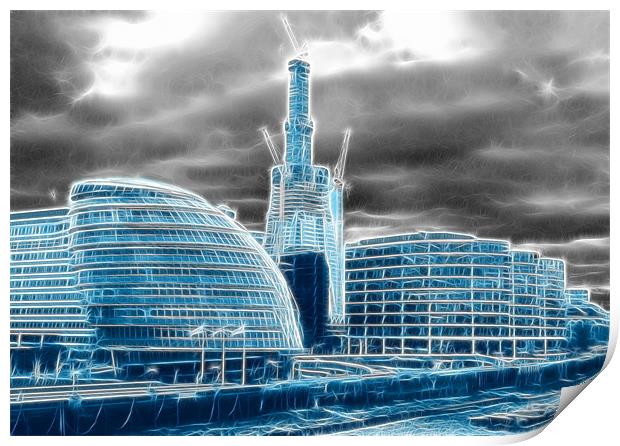 The Shard and the GLA offices fractals Print by David French