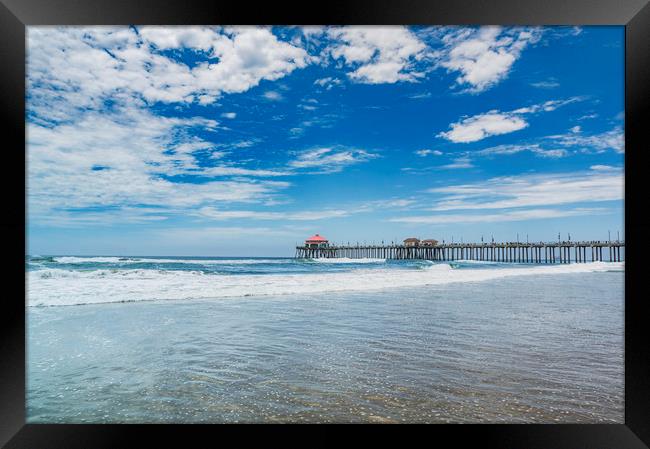Huntingdon Beach Pier, California. Framed Print by Maggie McCall