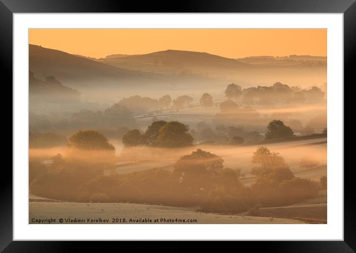 Misty morning near Chrome Hill Framed Mounted Print by Vladimir Korolkov