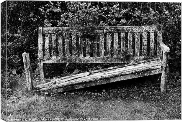 Balquihdder Graveyard bench                        Canvas Print by Stephen Maxwell