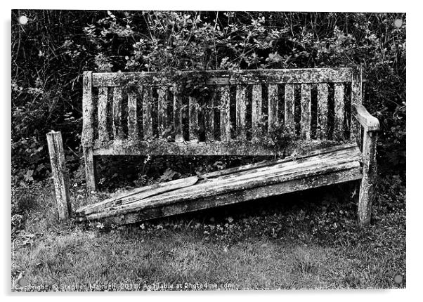 Balquihdder Graveyard bench                        Acrylic by Stephen Maxwell
