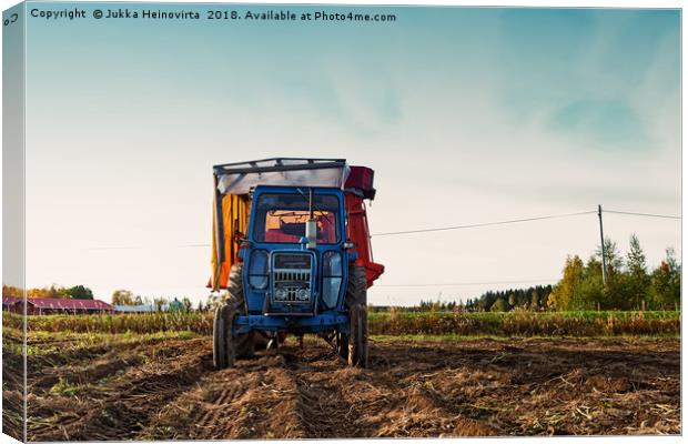 Old Tractor On The Autumn Fields Canvas Print by Jukka Heinovirta