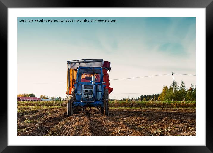 Old Tractor On The Autumn Fields Framed Mounted Print by Jukka Heinovirta