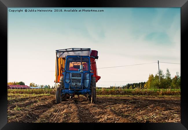 Old Tractor On The Autumn Fields Framed Print by Jukka Heinovirta