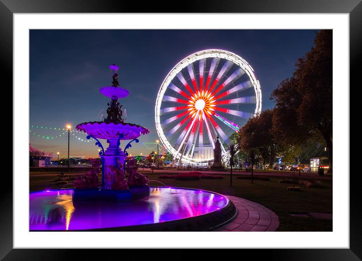 Torquay Wheel and Fountain Framed Mounted Print by John Fowler