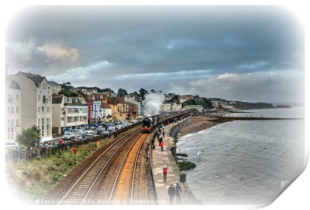 The Flying Scotsman passing Dawlish in South Devon Print by Rosie Spooner