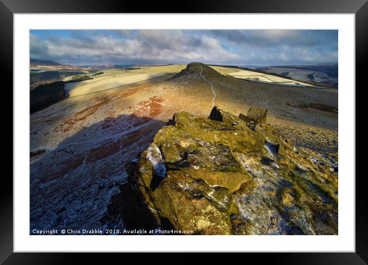 Crook Hill in Winter, Bamford, the Peak District,  Framed Mounted Print by Chris Drabble