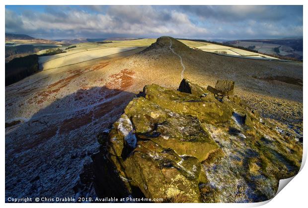 Crook Hill in Winter, Bamford, the Peak District,  Print by Chris Drabble