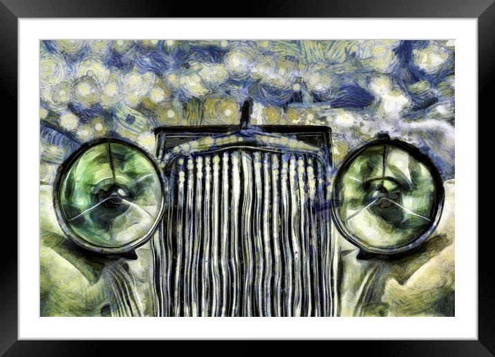 Jaguar Car Van Gogh Framed Mounted Print by David Pyatt