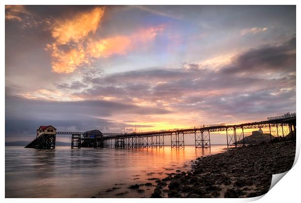 Dawn sky at Mumbles pier Print by Leighton Collins