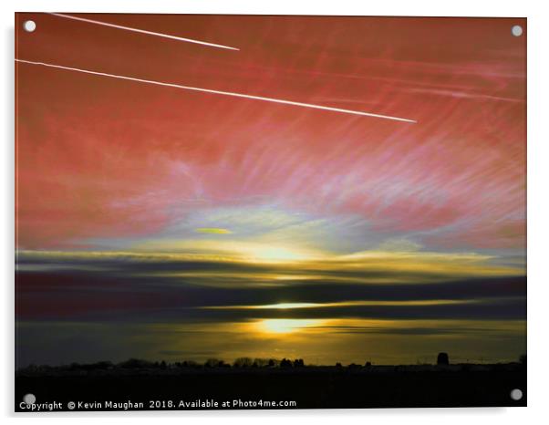 Plane Vapour Trails Acrylic by Kevin Maughan