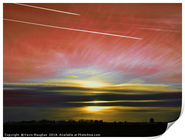 Plane Vapour Trails Print by Kevin Maughan