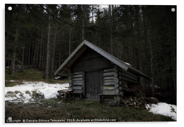 Hunting lodge in austrian forest Acrylic by Daniela Simona Temneanu