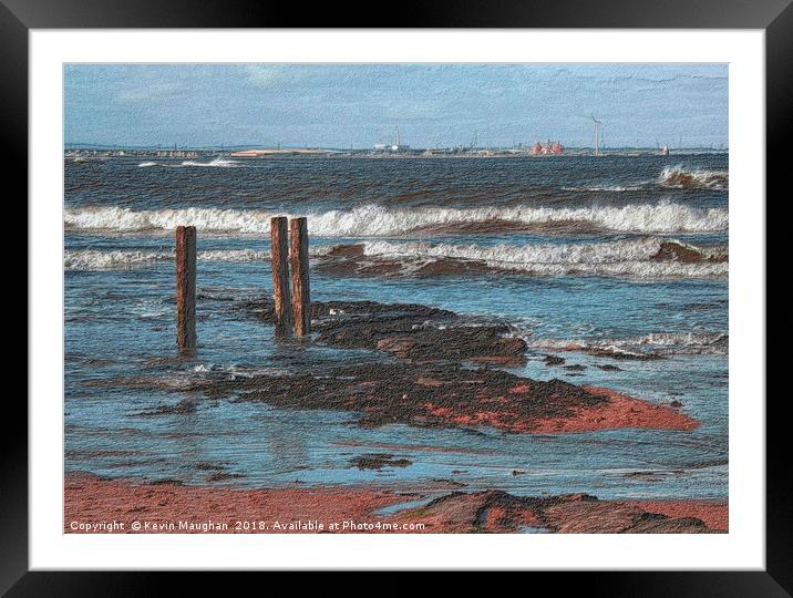 The Sea At Whitley Bay Near The Lighthouse Framed Mounted Print by Kevin Maughan