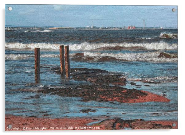 The Sea At Whitley Bay Near The Lighthouse Acrylic by Kevin Maughan
