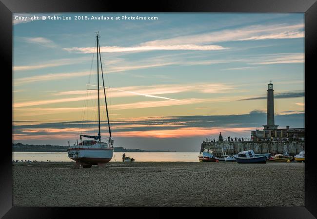 Margate Harbour Sunset Framed Print by Robin Lee