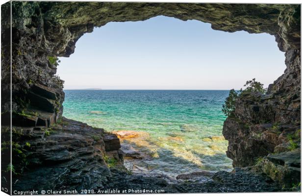 View from a cave on Bruce Peninsula, Ontario Canvas Print by Claire Smith
