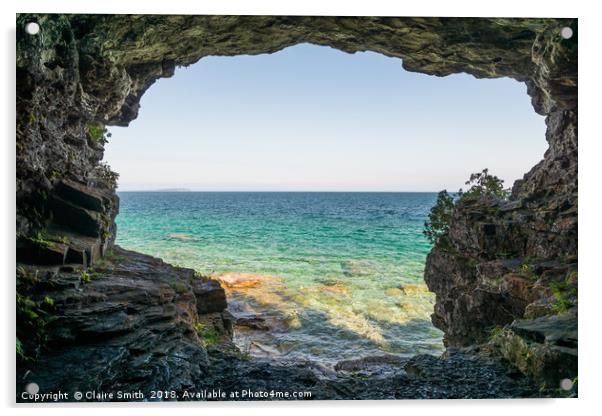 View from a cave on Bruce Peninsula, Ontario Acrylic by Claire Smith