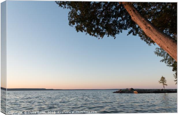 Lake Manitou shoreline sunset landscape Manitoulin Canvas Print by Claire Smith