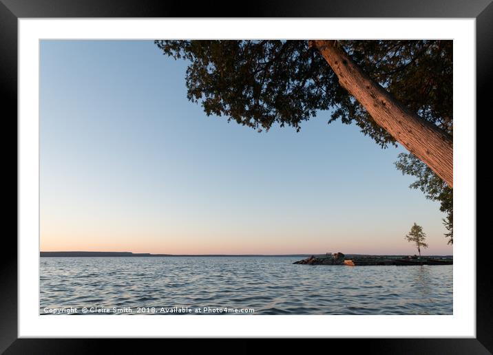 Lake Manitou shoreline sunset landscape Manitoulin Framed Mounted Print by Claire Smith