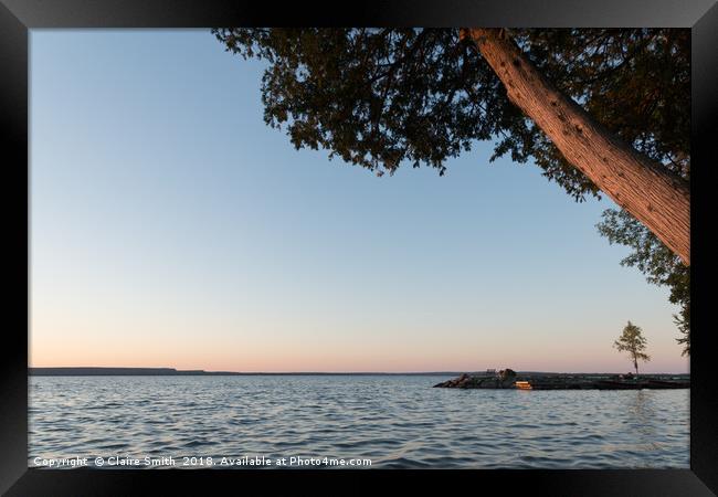 Lake Manitou shoreline sunset landscape Manitoulin Framed Print by Claire Smith