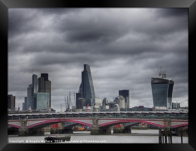 London Cityscape with Blackfriars Bidge Framed Print by Angela Wallace