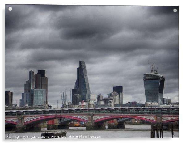 London Cityscape with Blackfriars Bidge Acrylic by Angela Wallace