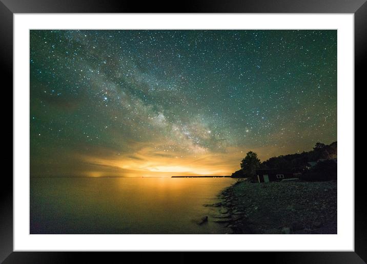 Brilliant milky Way and stars over the Dyer's bay, Framed Mounted Print by Claire Smith