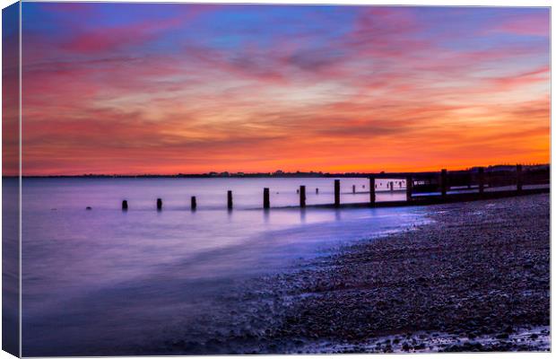 Sunset over Dymchurch Canvas Print by David Hare