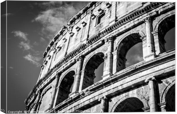 Colosseum arches in black and white Canvas Print by Claire Turner