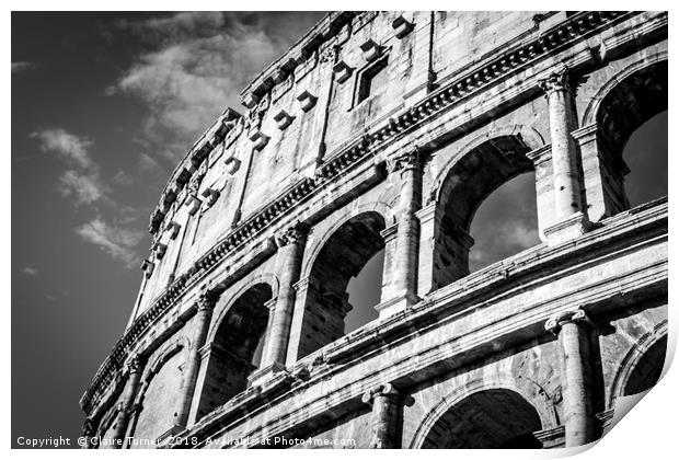 Colosseum arches in black and white Print by Claire Turner