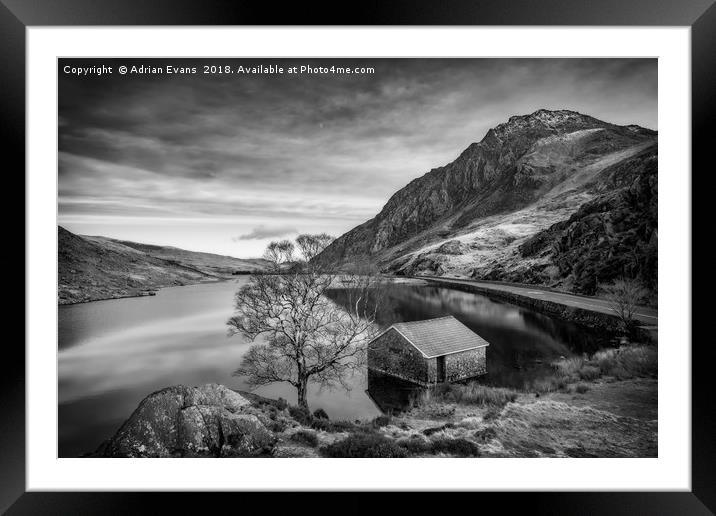Lake and Half Moon Snowdonia  Framed Mounted Print by Adrian Evans