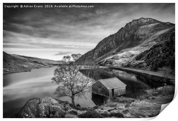 Lake and Half Moon Snowdonia  Print by Adrian Evans