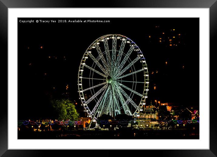 The Torquay Wheel At Night. Framed Mounted Print by Tracey Yeo