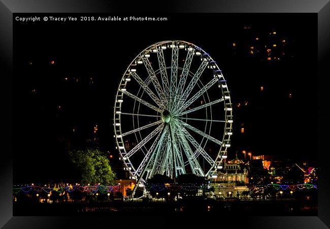 The Torquay Wheel At Night. Framed Print by Tracey Yeo