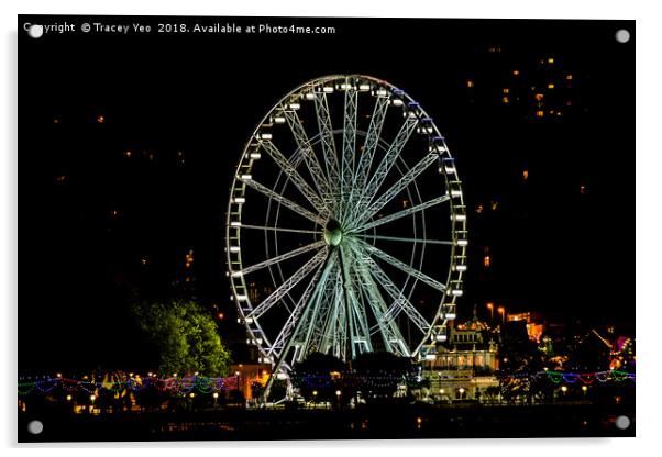 The Torquay Wheel At Night. Acrylic by Tracey Yeo