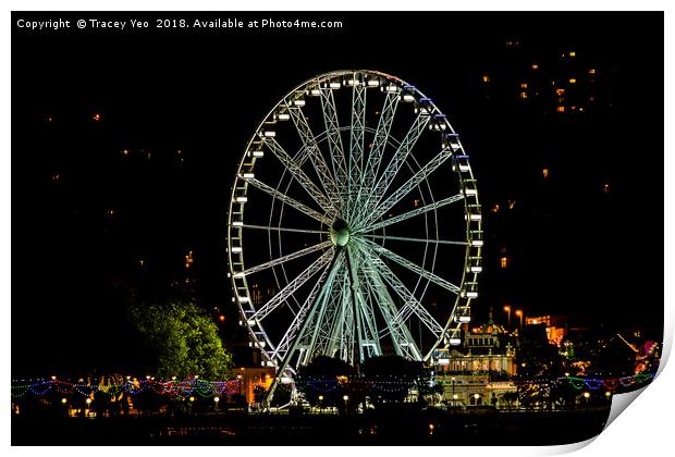 The Torquay Wheel At Night. Print by Tracey Yeo