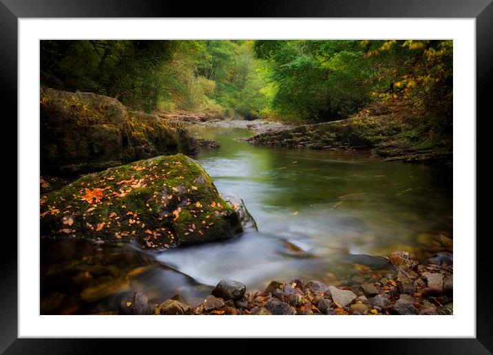 Autumn river in South Wales Framed Mounted Print by Leighton Collins