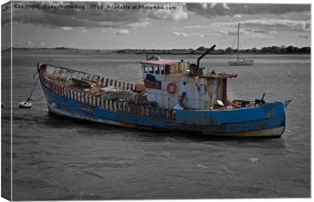 Old Boat On River Exe Canvas Print by rawshutterbug 